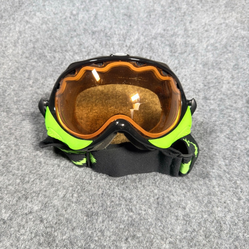 Oakley Wisdom Ski Snowboard Goggles Unisex Black Neon Green Orange Lens